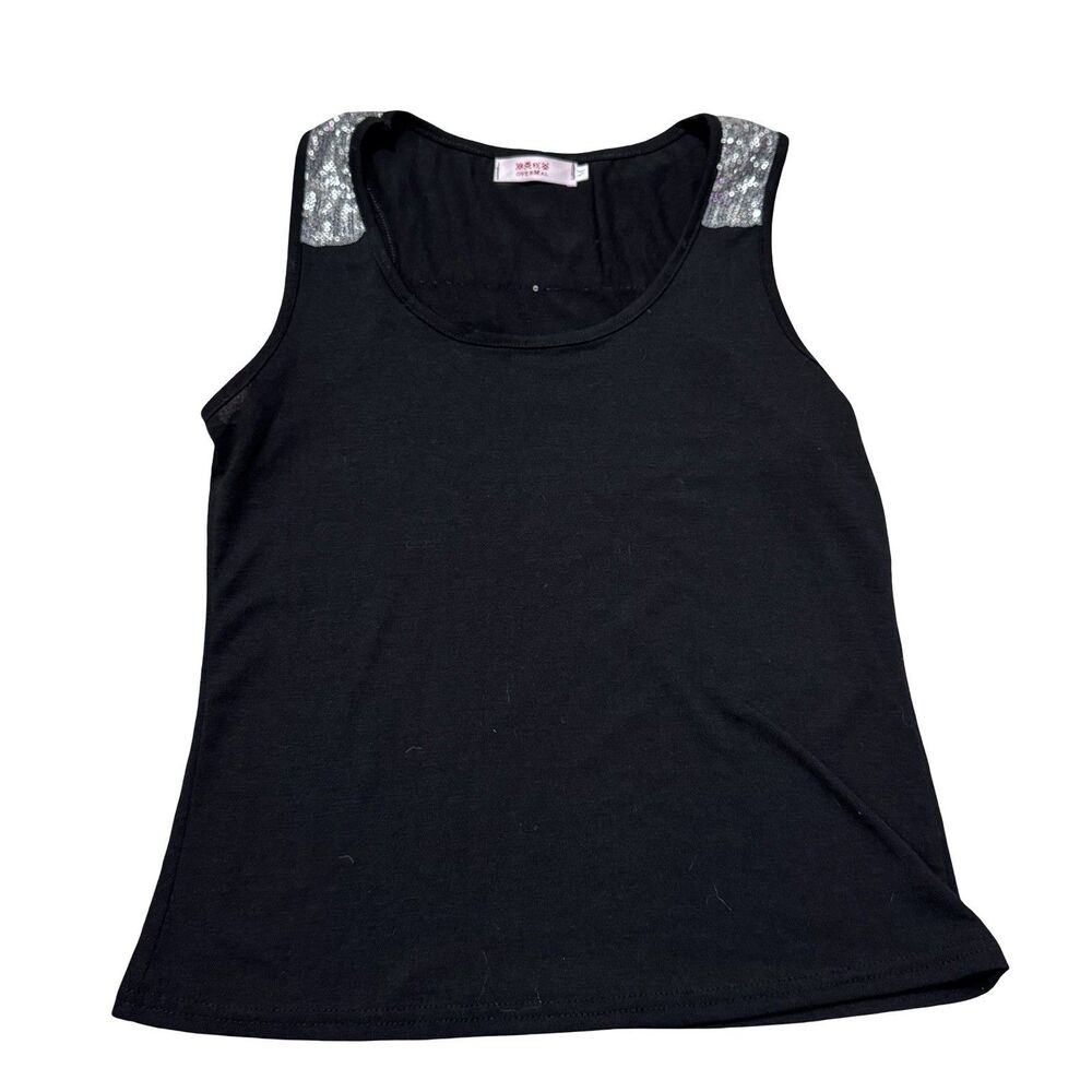 Overmal Medium Women’s black sequin Strap dressy tank top